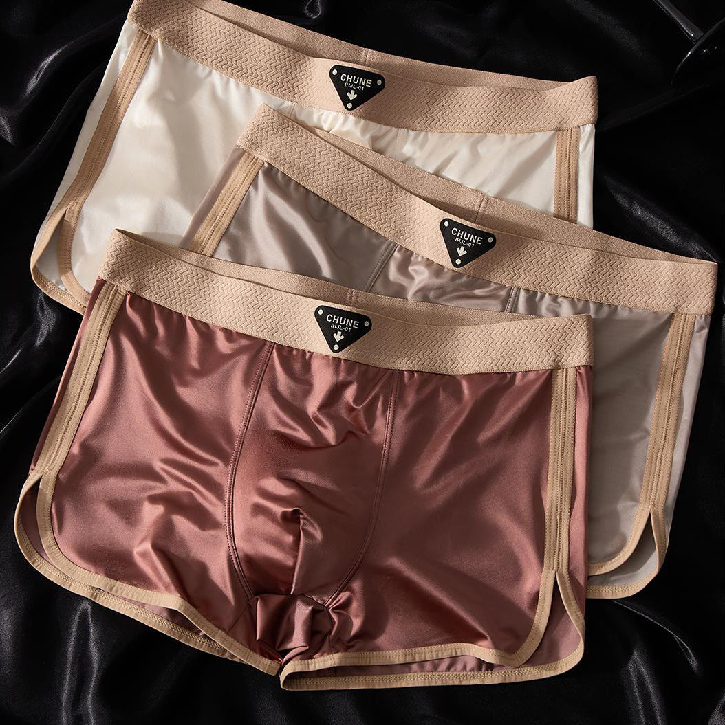 Braided belt Silky satin sports boxers