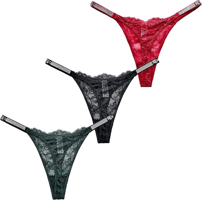 QS Female Lace Dazling Diamond Thong (3 Packs)