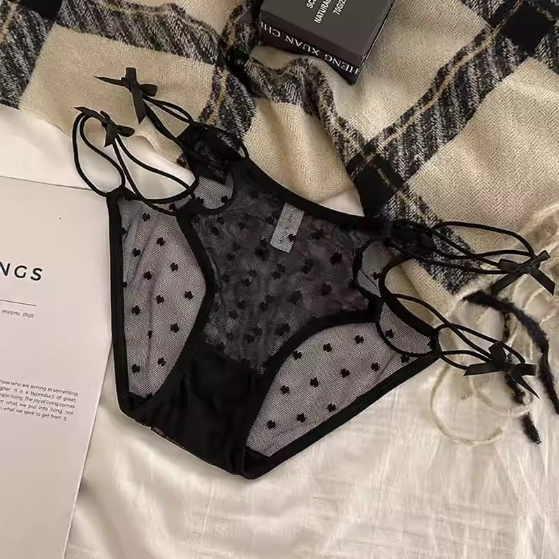 QS Openwork Bow Strap Lace Panties (4 Packs)