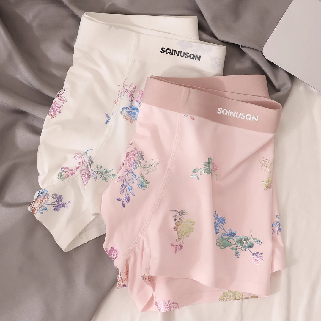 Watercolor Floral All-Print Seamless Ice-Silk Boxer Briefs