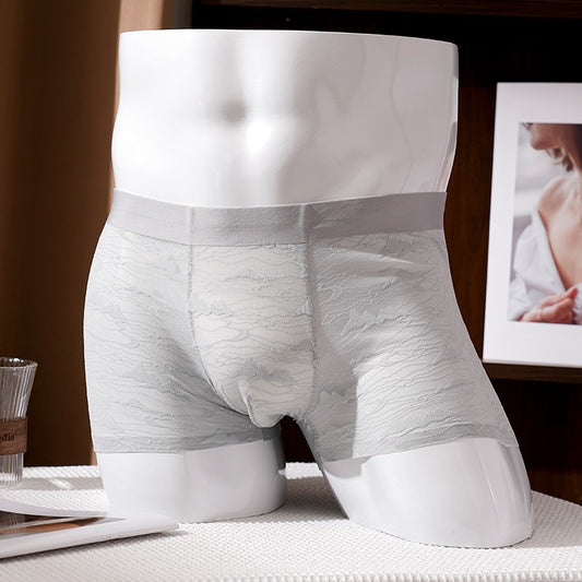 QS Sheer Jacquard Lace Breathable Boxer Briefs