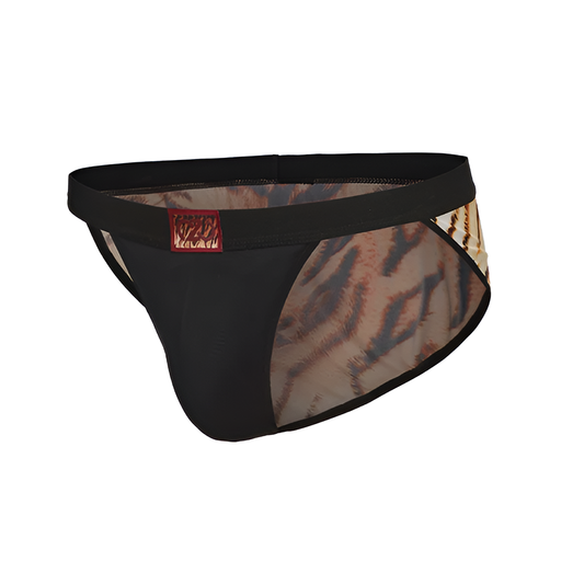 Tiger-print high-slit sexy briefs