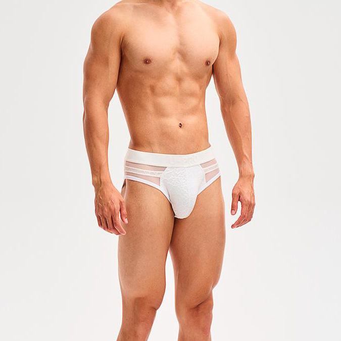 Snake print mesh briefs