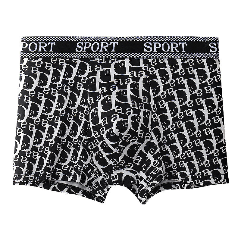 All-Over Repeating Letter Print Sport Waistband Boxer Briefs