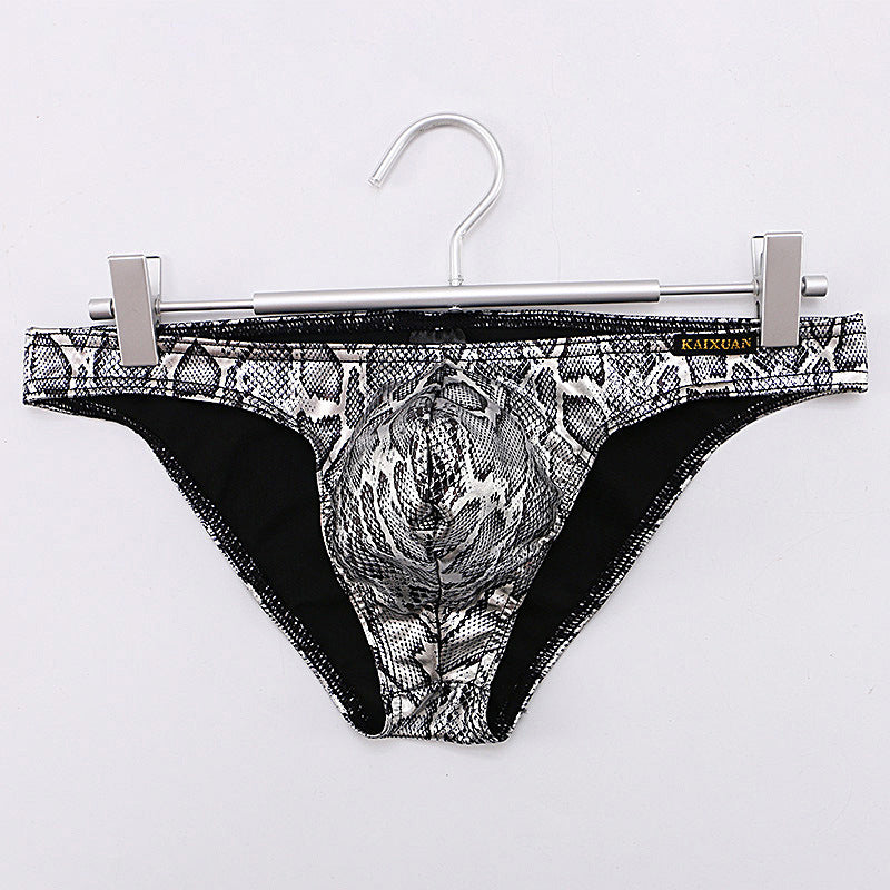 Snake print large pouch cotton-lined briefs