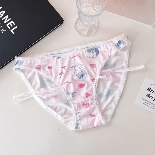 QS Cat Print Strap Satin Briefs (4 Packs)