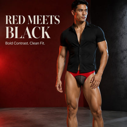 Front Mesh Sheer Stretch Low Rise Men's Briefs