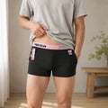 Vertical Rib Cartoon Print Slogan Wide Waist Boxer Briefs