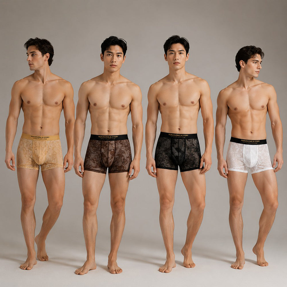 Allover Floral Lace Slogan Waist Boxer Briefs