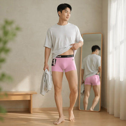 Vertical Rib Cartoon Print Slogan Wide Waist Boxer Briefs