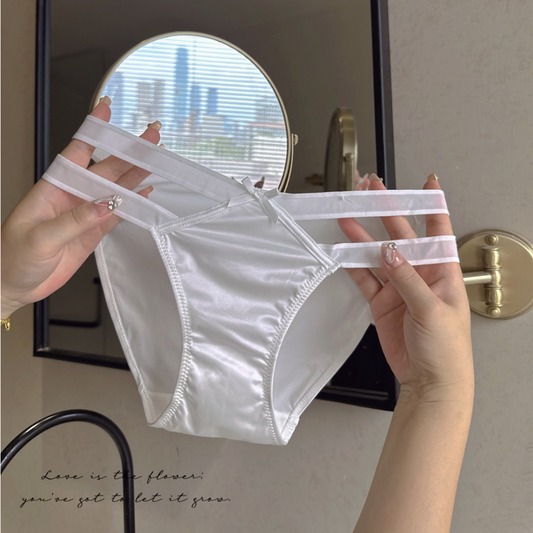 QS Bow Openwork Satin Briefs (4 Packs)