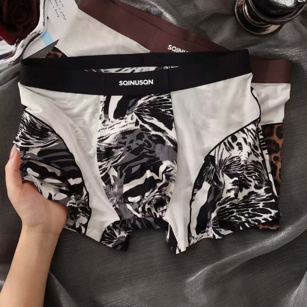 QS Leopard Print Patchwork Stretch Comfort Boxer Shorts