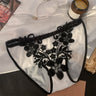 Floral Embroidery Mesh Panel Low-Rise Briefs