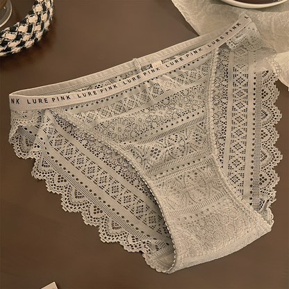Geometric Lace Sheer Mid-Rise Briefs