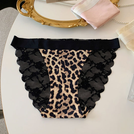 Lace Trim Satin Mid-Rise Briefs