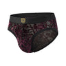 3D Rose Flocked Sheer Mesh Tiger Badge Low-Rise Briefs