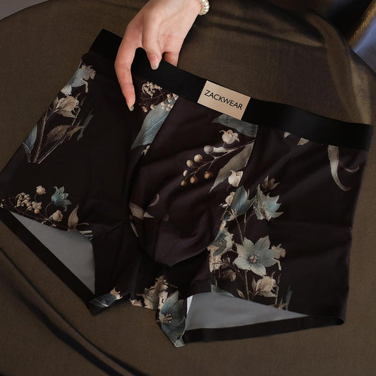 Floral high-end silky boxer briefs