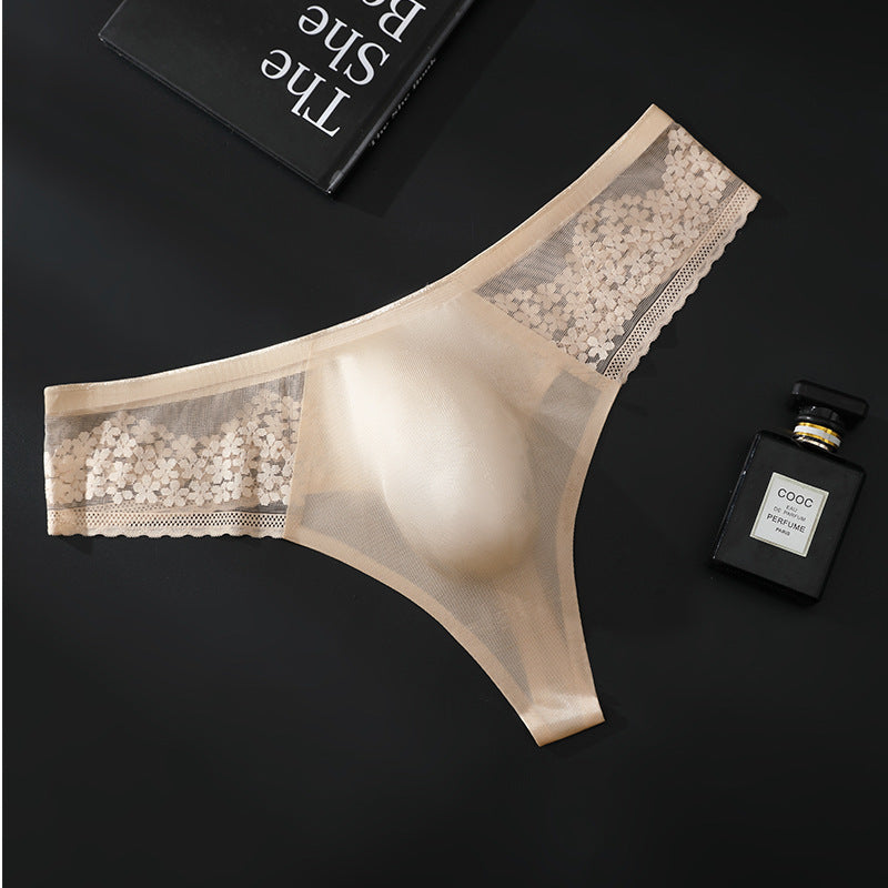 ZD Satin Lace Patchwork Thong