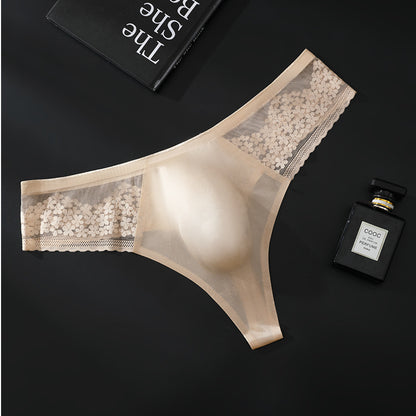 ZD Satin Lace Patchwork Thong