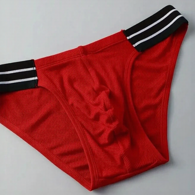 Striped lace-up ribbed cotton briefs