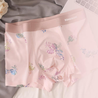 Watercolor Floral All-Print Seamless Ice-Silk Boxer Briefs