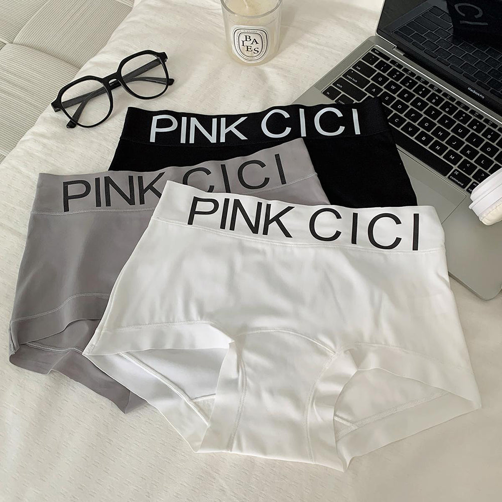 Letter Waistband Seamless Mid-Rise Boyshorts