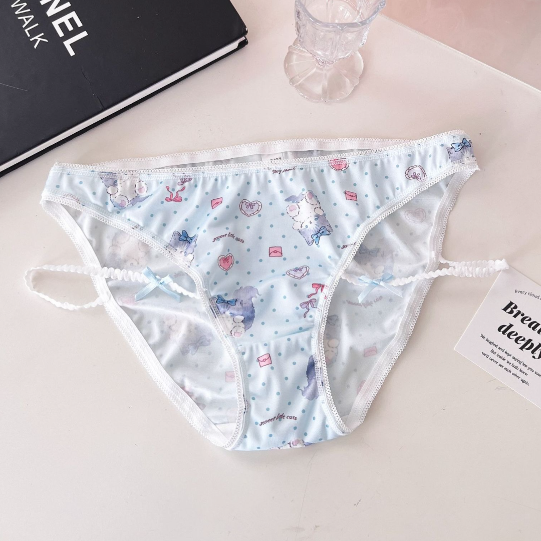 QS Cat Print Strap Satin Briefs
