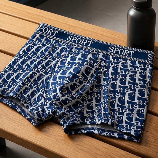 All-Over Repeating Letter Print Sport Waistband Boxer Briefs
