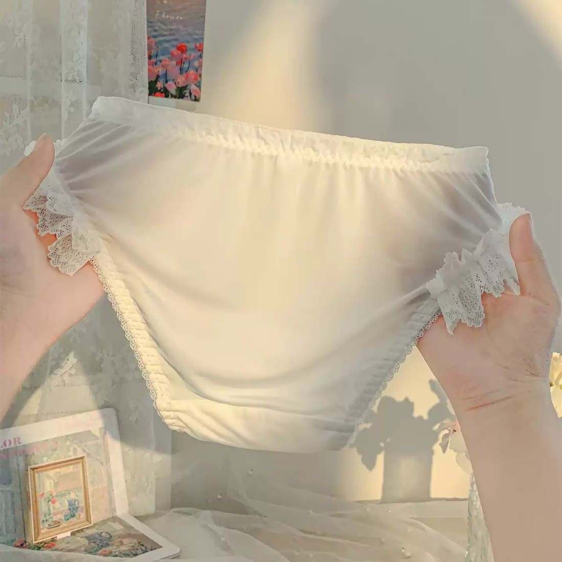 QS Rose Lace Trim Briefs (4 Packs)