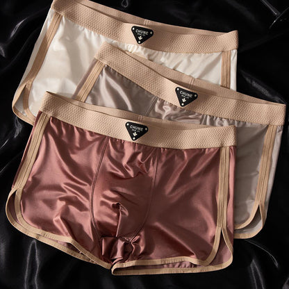 Braided belt Silky satin sports boxers