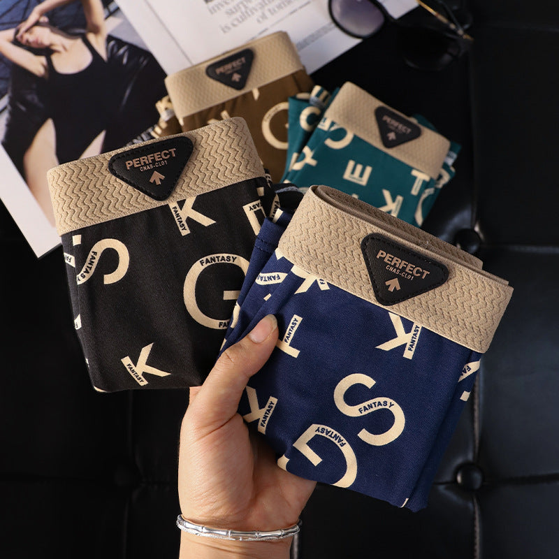 QC Cotton Lettered Breathable and Comfortable Men's Underwear