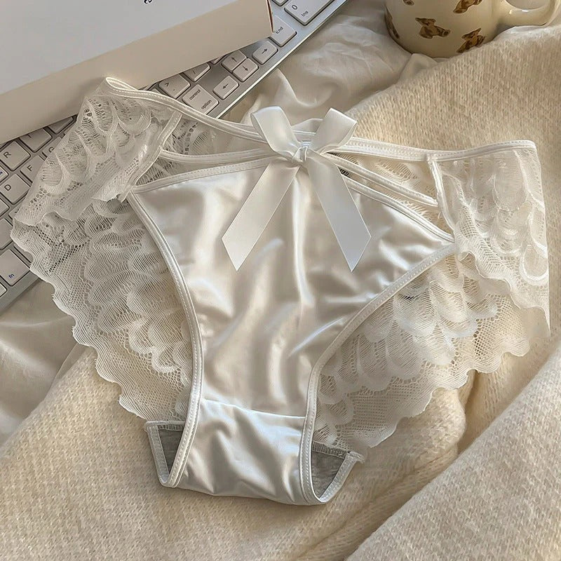 QS Sexy Satin Transparent Hollow Lace Panties (3 Packs)