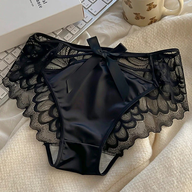 QS Sexy Satin Transparent Hollow Lace Panties (3 Packs)