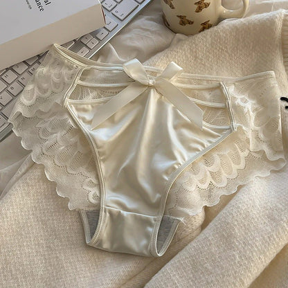 QS Sexy Satin Transparent Hollow Lace Panties (3 Packs)