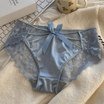 QS Sexy Satin Transparent Hollow Lace Panties (3 Packs)