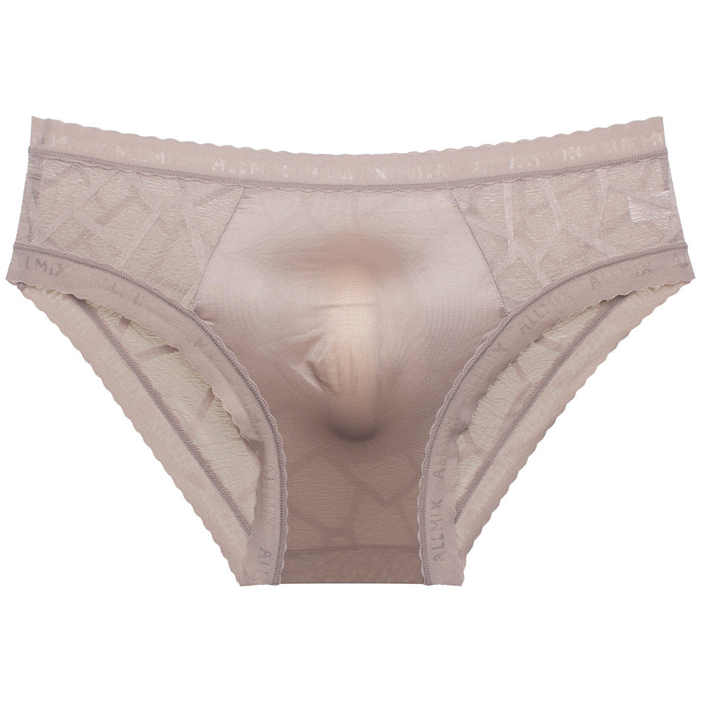 QC Semi-transparent Ice Silk Hollow Lace Men's Underwear