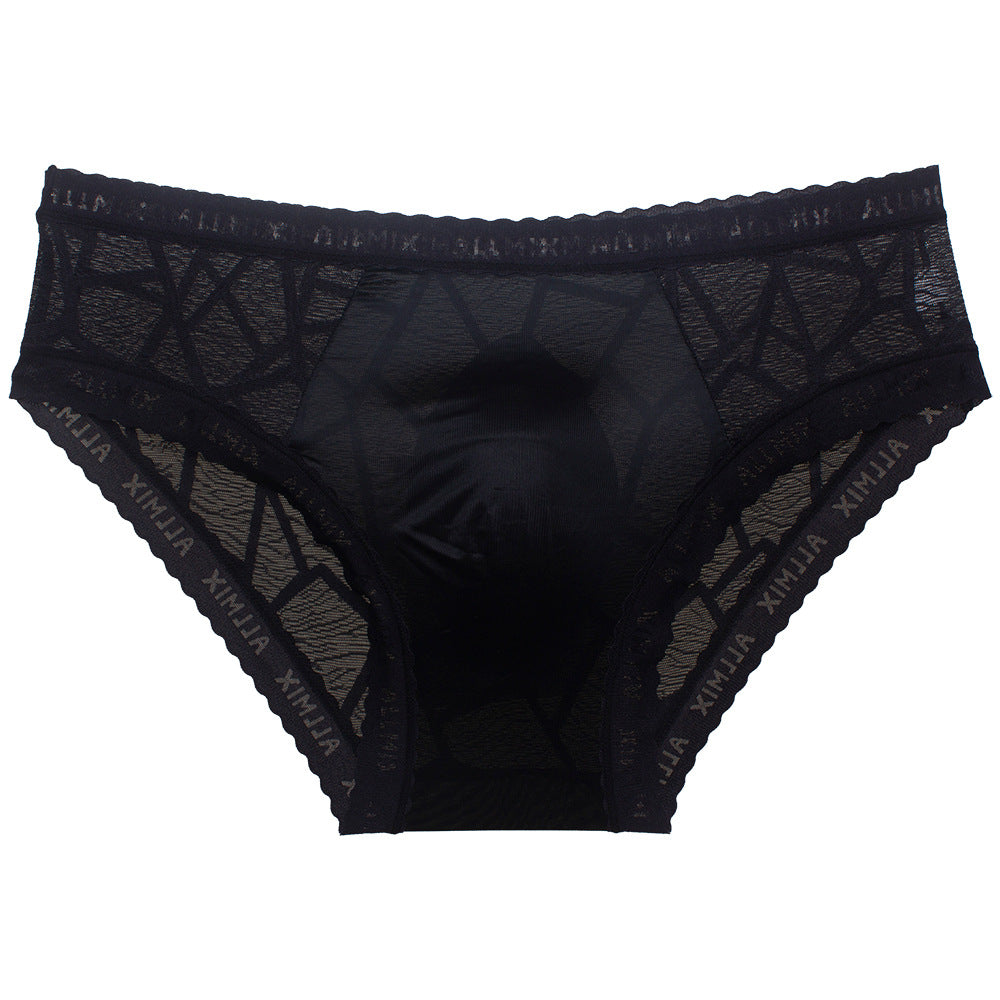 QC Semi-transparent Ice Silk Hollow Lace Men's Underwear
