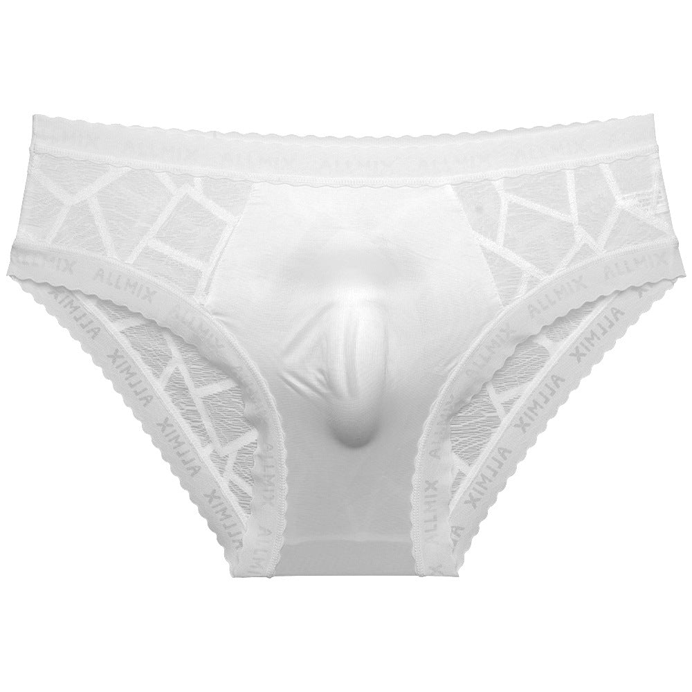 QC Semi-transparent Ice Silk Hollow Lace Men's Underwear