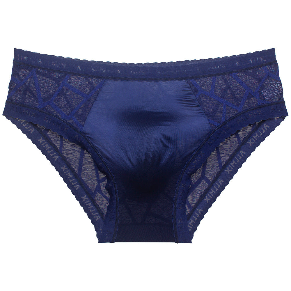 QC Semi-transparent Ice Silk Hollow Lace Men's Underwear