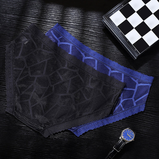 QC Semi-transparent Ice Silk Hollow Lace Men's Underwear