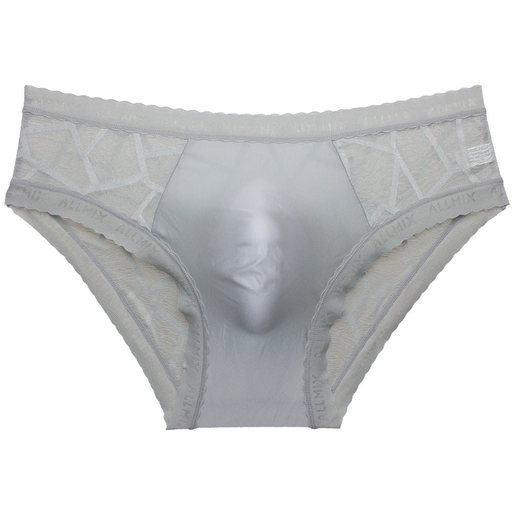 QC Semi-transparent Ice Silk Hollow Lace Men's Underwear