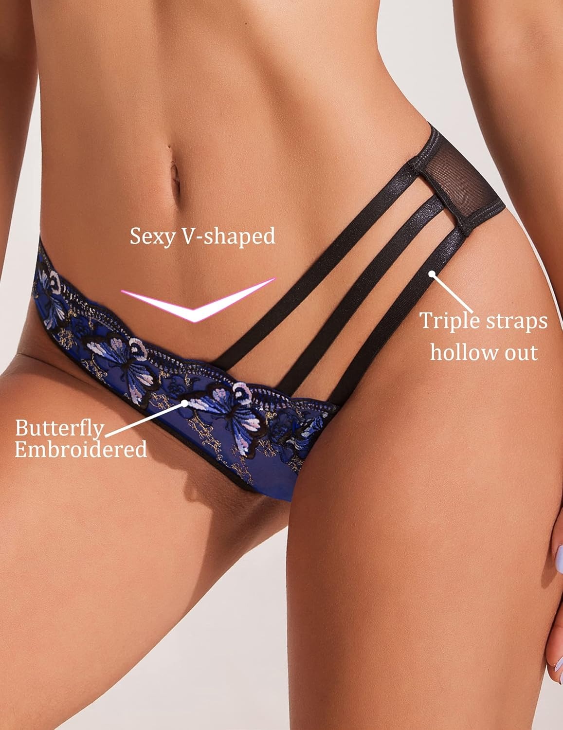 QS Butterfly Embroidery Panties (3 Packs)