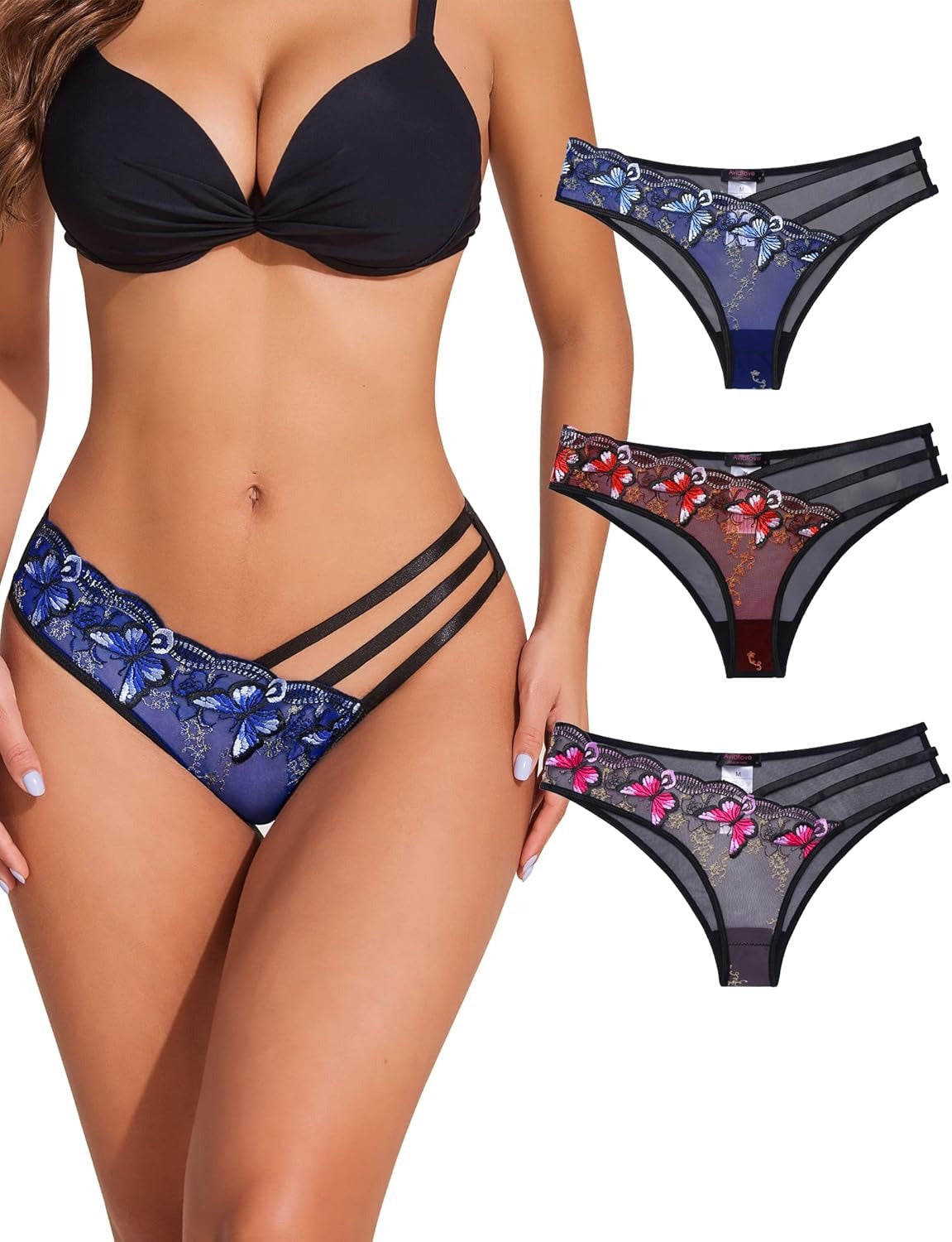 QS Butterfly Embroidery Panties (3 Packs)