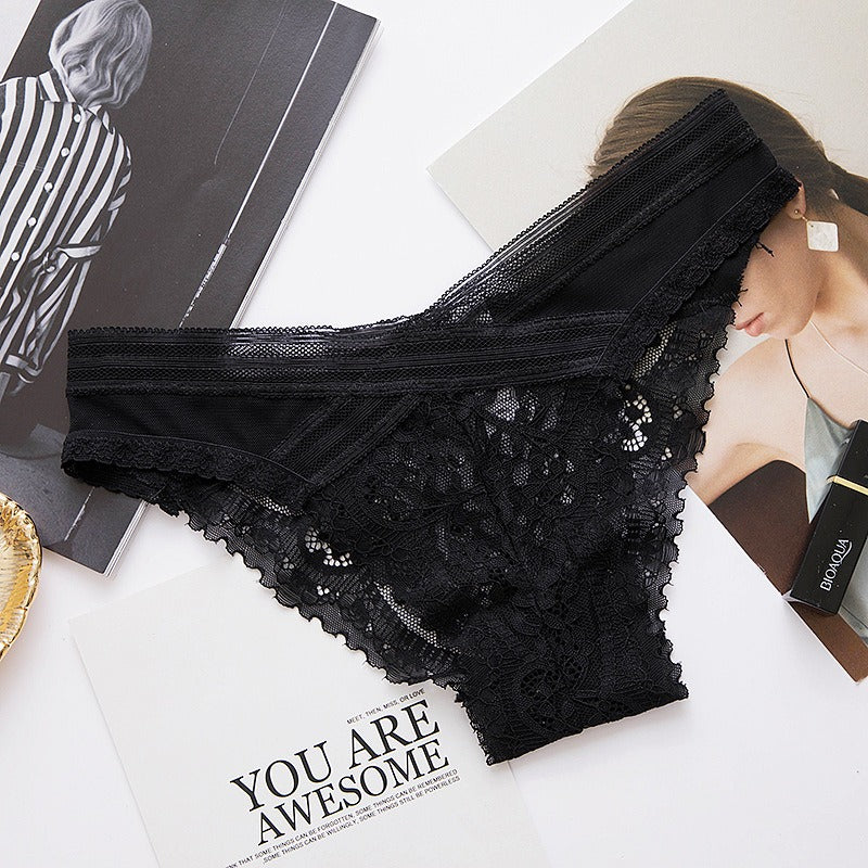 QS Sapphire V-shaped Lace Trims Briefs (4 Packs)