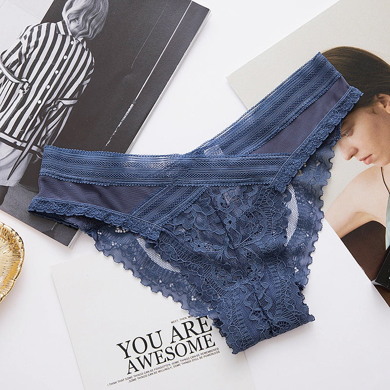 QS Sapphire V-shaped Lace Trims Briefs (4 Packs)