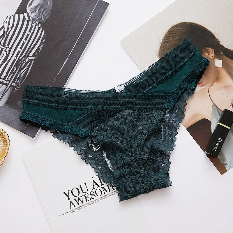 QS Sapphire V-shaped Lace Trims Briefs (4 Packs)