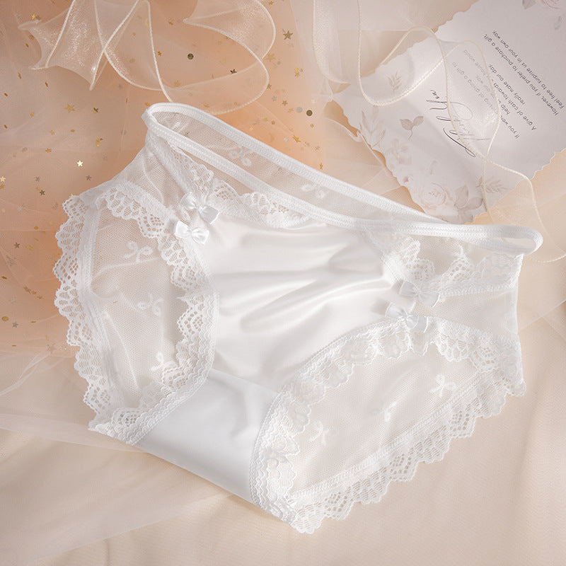 QC Semi-transparent Lace Bow Panties