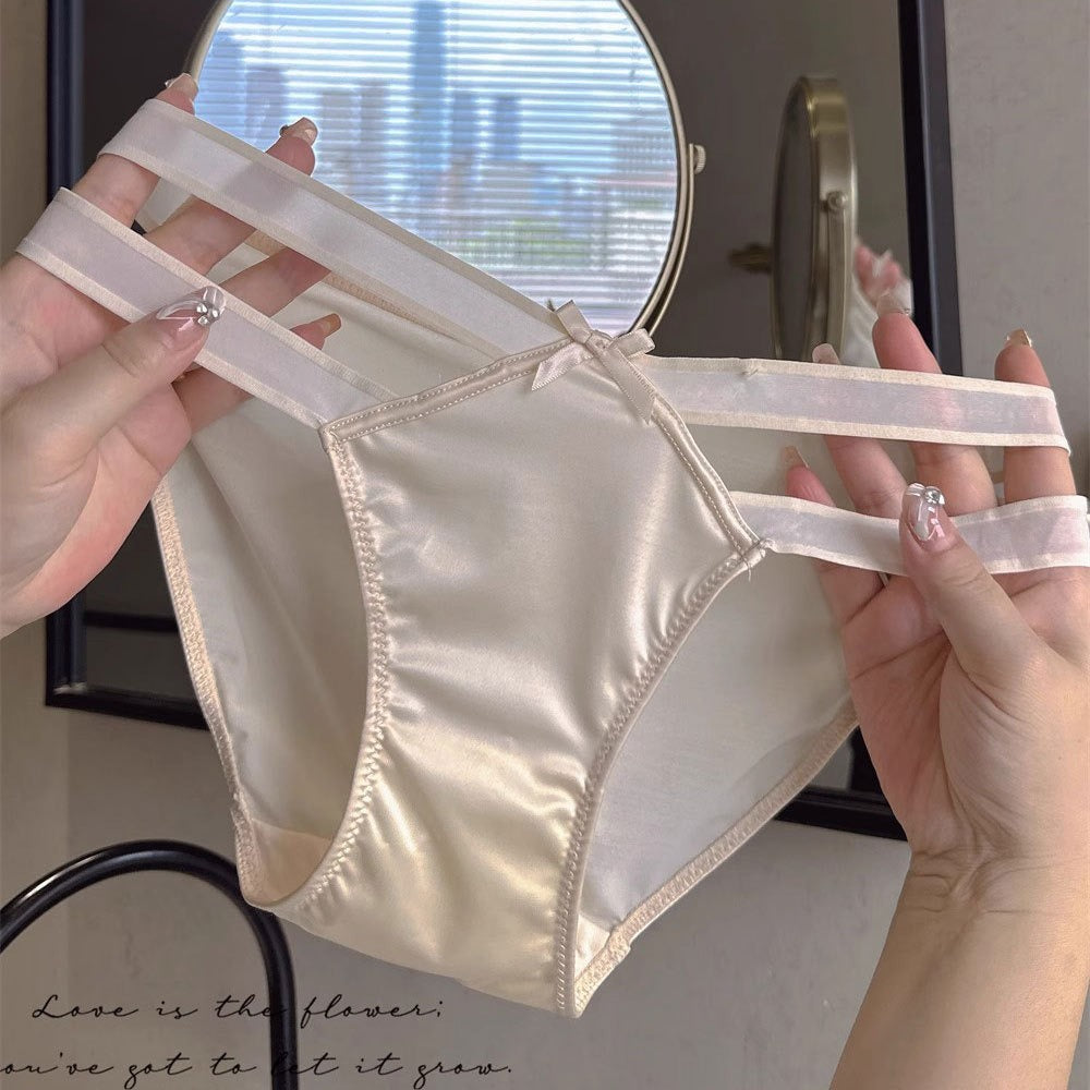 QS Bow Openwork Satin Briefs (4 Packs)