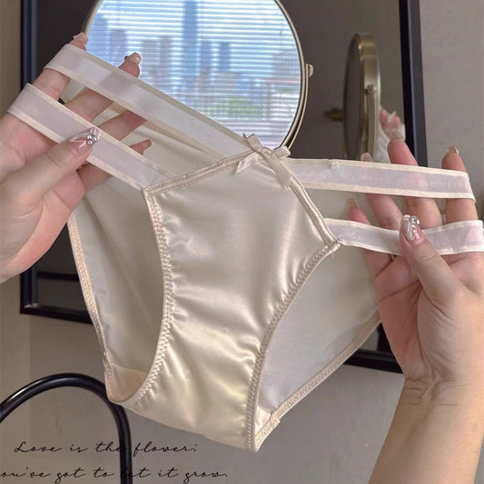 QS Bow Openwork Satin Briefs (4 Packs)