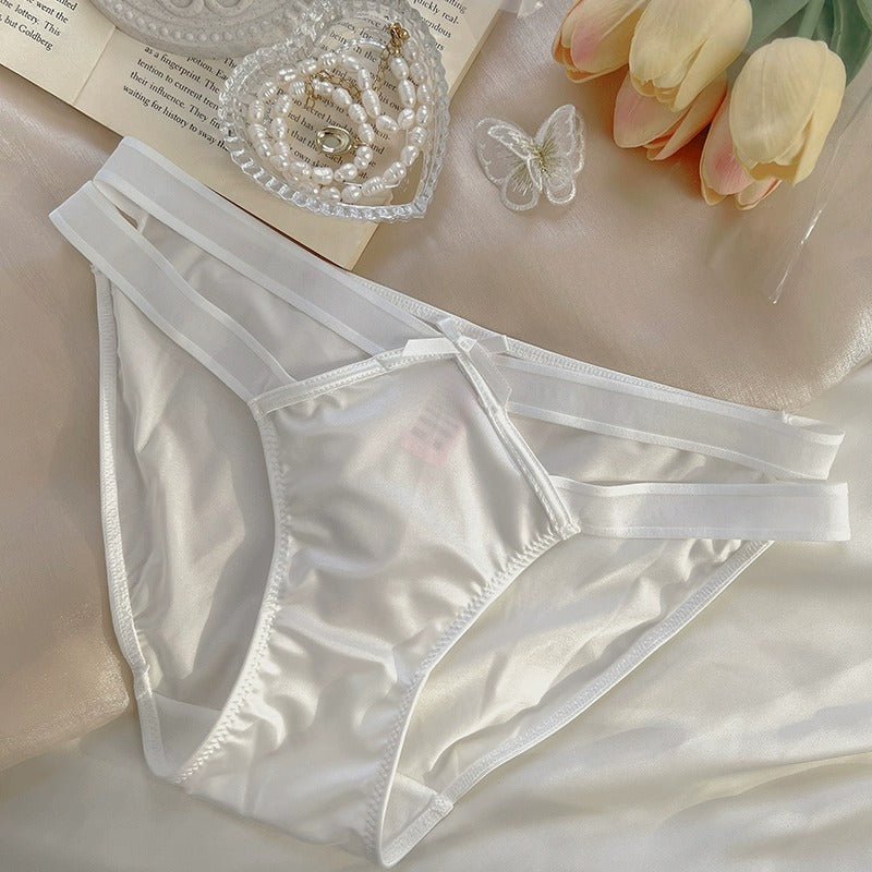 QS Bow Openwork Satin Briefs (4 Packs)